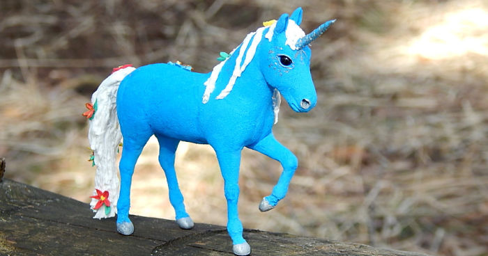 I Made This Blue Unicorn Figurine Out Of Clay