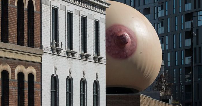 People Can’t Take Their Eyes Off A Giant Boob That Appeared In London To Make A Powerful Statement