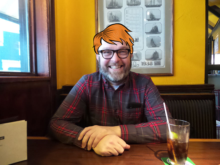 I Like To Cartoon Hair On My Bald Husband's Head