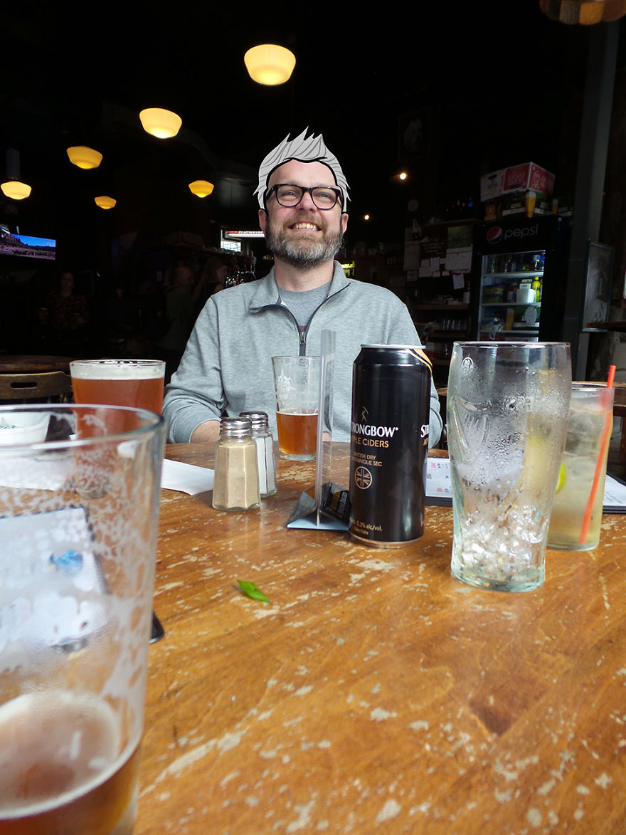 I Like To Cartoon Hair On My Bald Husband's Head