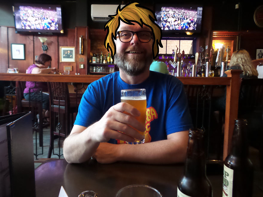 I Like To Cartoon Hair On My Bald Husband's Head