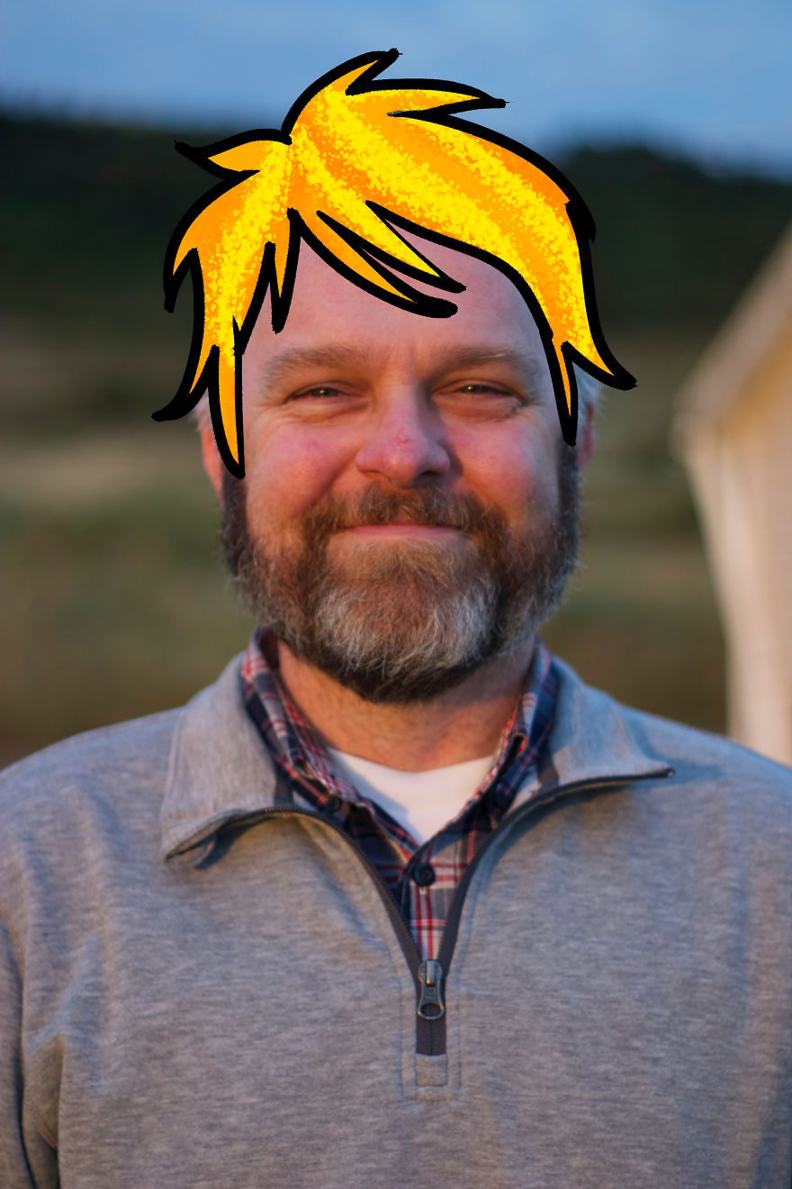 I Like To Cartoon Hair On My Bald Husband's Head