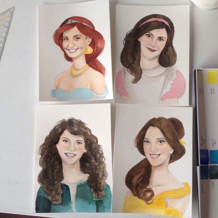 I Drwe Portaits For My Friends That Wanted To Be Disney Princesses I Drwe Portaits For My Friends That Wanted To Be Disney Princesses
