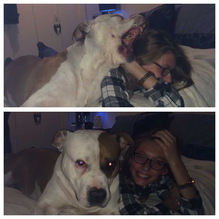 Our Boy Named Sue ..loving On His Girl .. Musta Caught A Yawn .. Lol