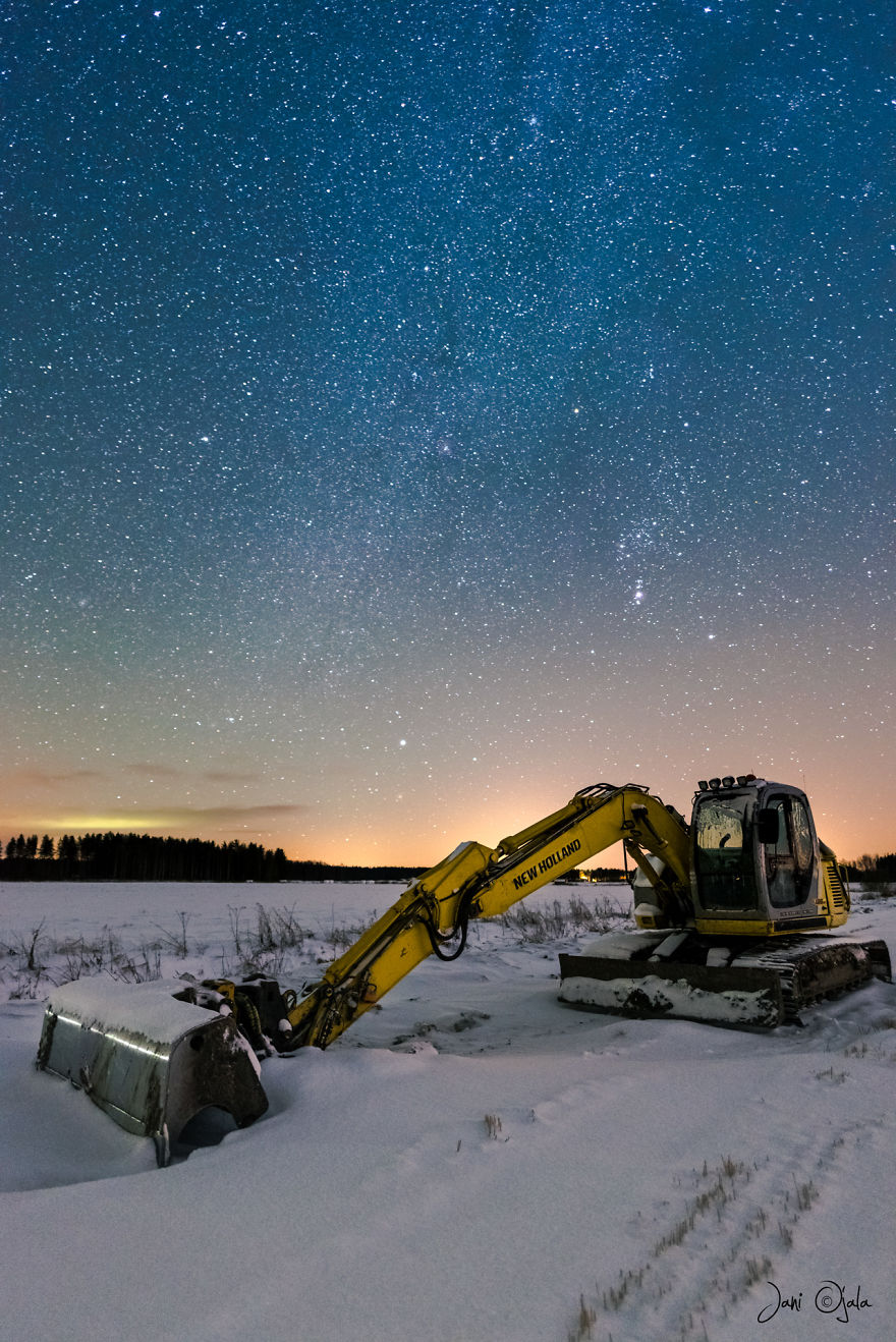 Excavator Under The Stars