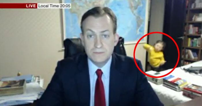 Man Tries To Give Serious BBC Interview, Forgets He Has Children