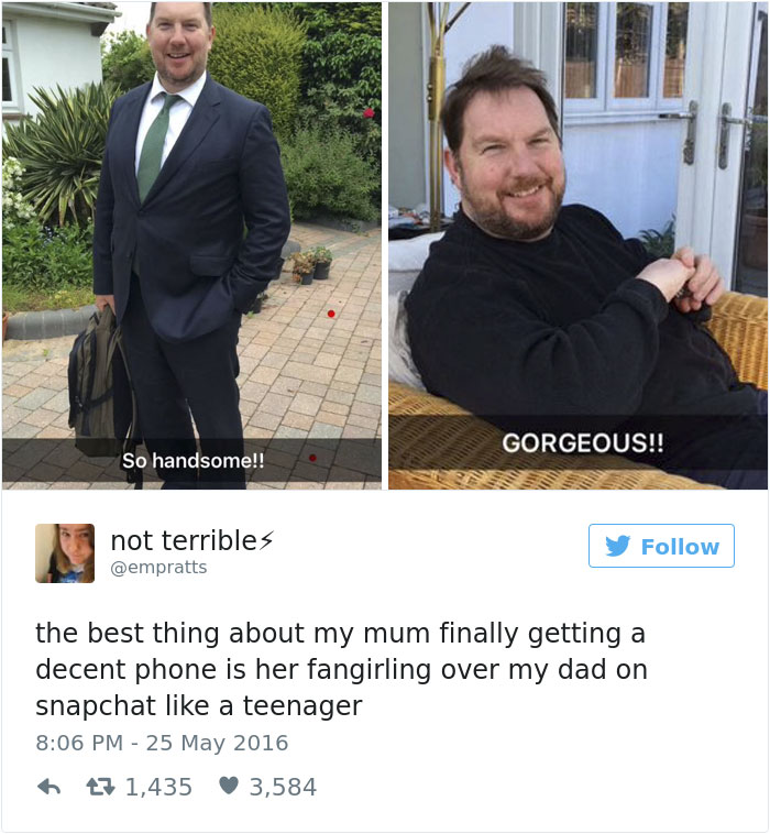 The Best Thing About My Mum Finally Getting A Decent Phone Is Her Fangirling Over My Dad On Snapchat Like A Teenager