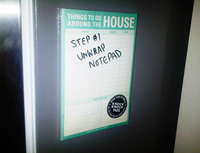 My Boyfriend Put This Up On His Fridge Last April... I Left Him A Note