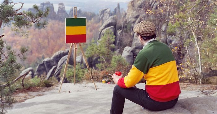 Artist Travels To Stunning Locations Only To Paint The Pattern Of His Shirt