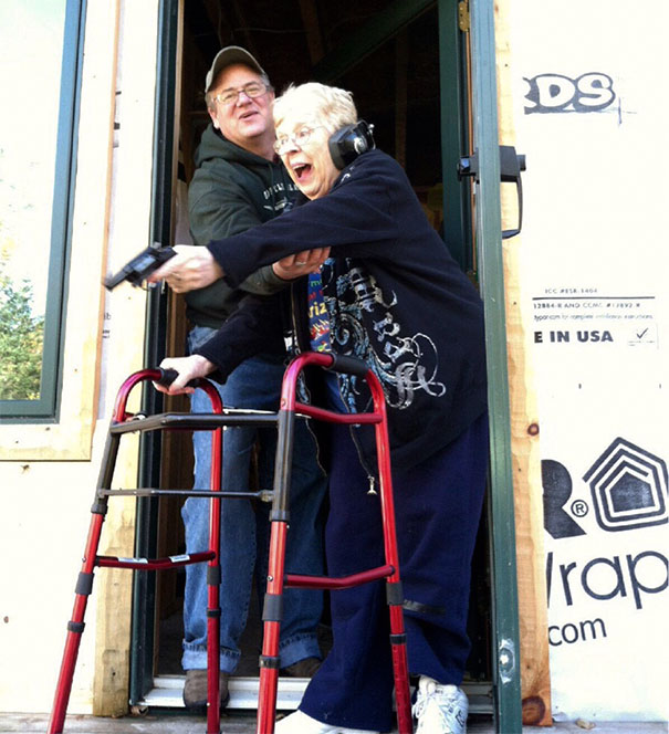 This Is My Grandma Firing A Gun For The First Time In Her Life. Enjoy It As Much As She Did