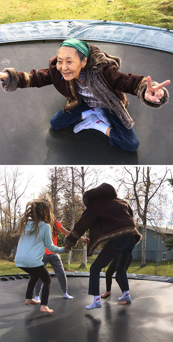 My Grandma Jumped On A Trampoline For Her First Time Ever