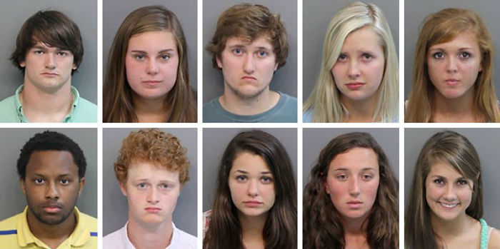 A grid of ten people with indifferent expressions, illustrating apathy.