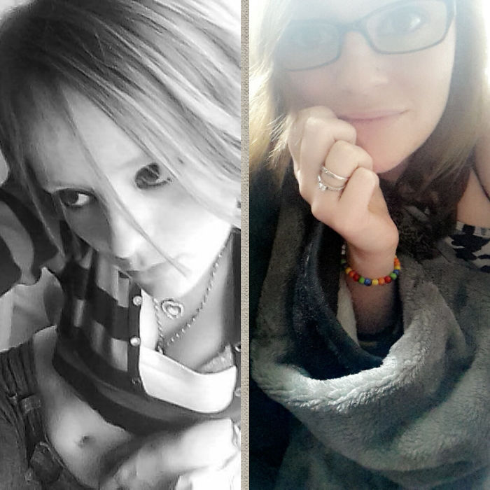 Me In 2010 At 17 Vs Me Now In 2017 At 23. I Still Blast My Rock Music/screamo. But I'm Now Happily Engaged. In My Own Place And A Stepmum. It's Scary How Much You Change Haha!!