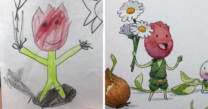 Dad Turns His Sons’ Doodles Into Anime Characters, And The Result Is Amazing