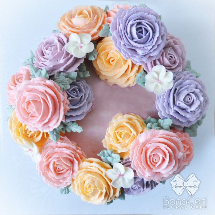 Spring-colourful-buttercream-flower-cakes