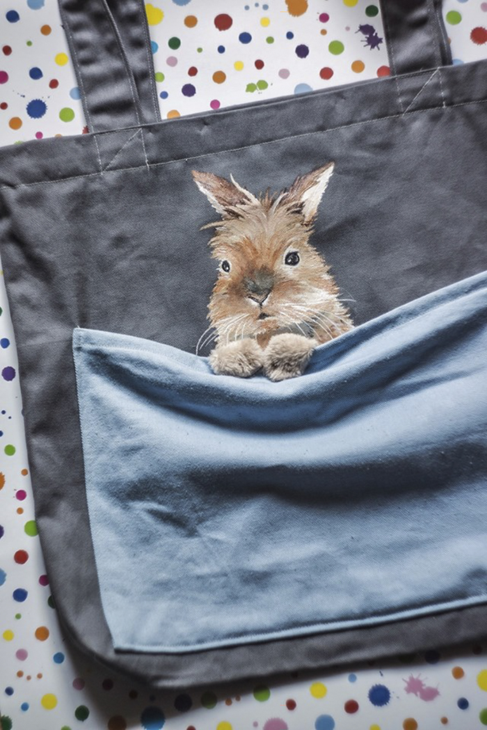 Forever Together! Hand Painted Shoulder Bags With Animals In A Pocket