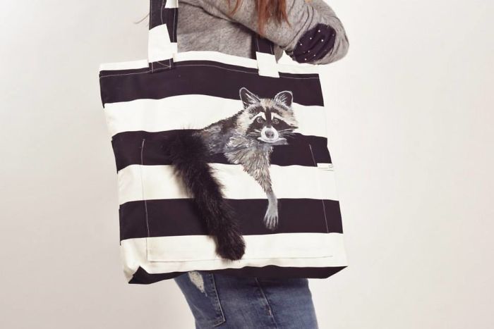 Forever Together! Hand Painted Shoulder Bags With Animals In A Pocket