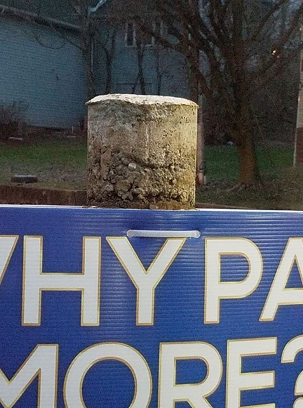 Does Anyone Else See The Face Of The Necronomicon In This Cement Post?