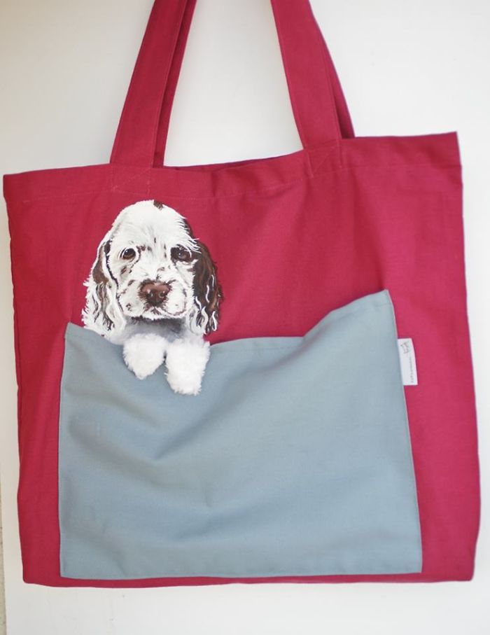 Forever Together! Hand Painted Shoulder Bags With Animals In A Pocket