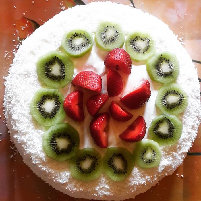 Cake With Jello, Fruit And Nuts