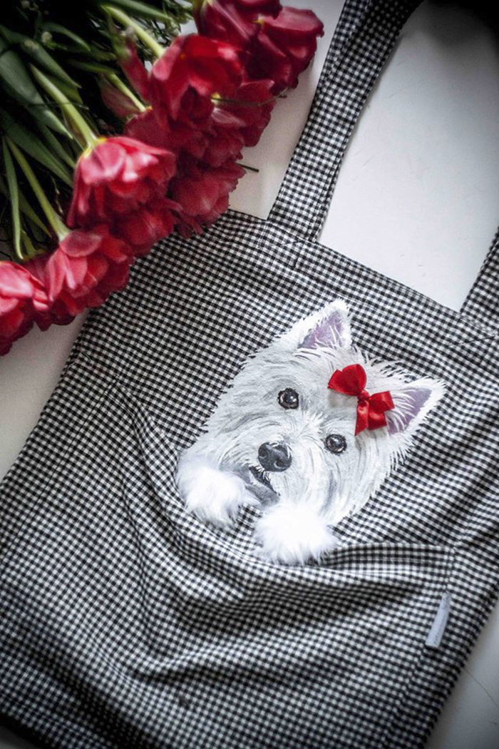 Forever Together! Hand Painted Shoulder Bags With Animals In A Pocket