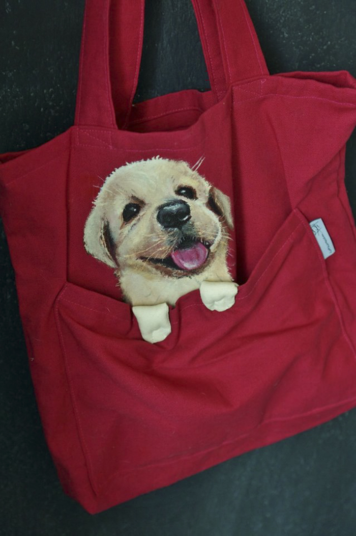 Forever Together! Hand Painted Shoulder Bags With Animals In A Pocket