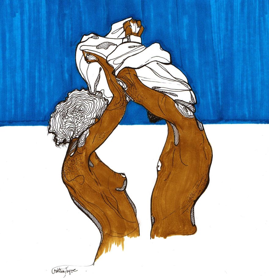 I Combined One-Line-Drawings Technique With Colored Markers To Create Expressive Portraits