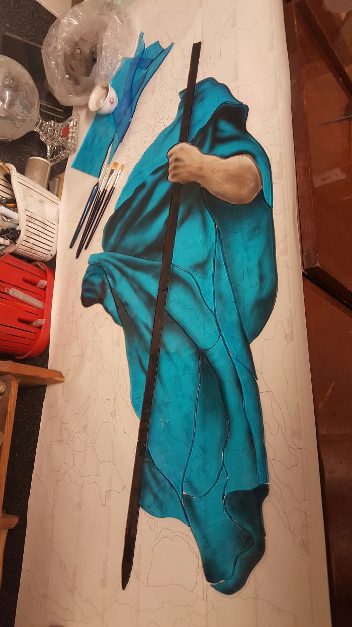 Thoughtful Poseidon: My Stained Glass Mural