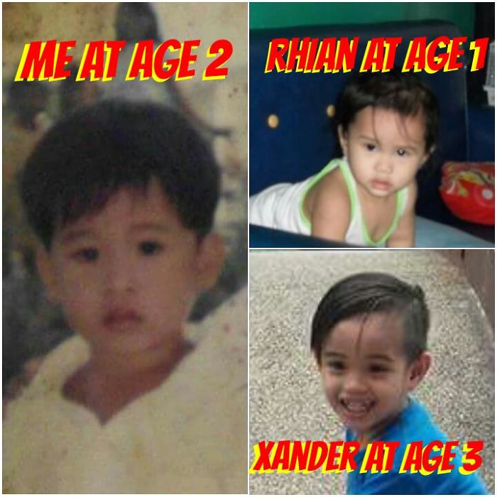 Father At Left, First Baby "daughter" At Right Top,younger "son" Right Bottom