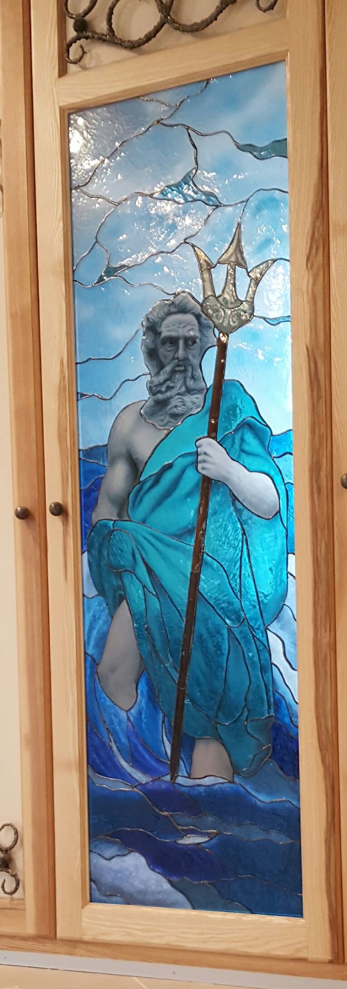 Thoughtful Poseidon: My Stained Glass Mural