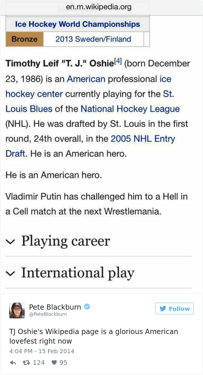 Funny Wikipedia Edits