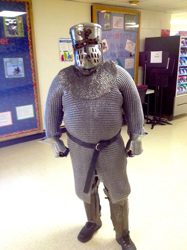 The School I Work At Is Pushing Us To "Get Kids Interested In Learning" After Hearing A Series Of Clinks And Clangs, I See Our History Teacher Walking Through The Halls