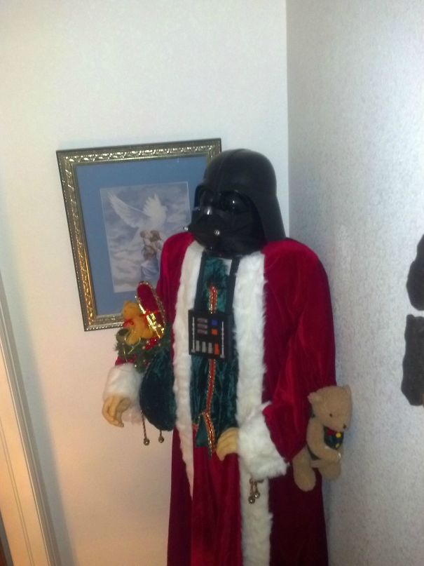 My Nephew Accidentally Knocked The Head Off Of Santa. My Mom Fixed It