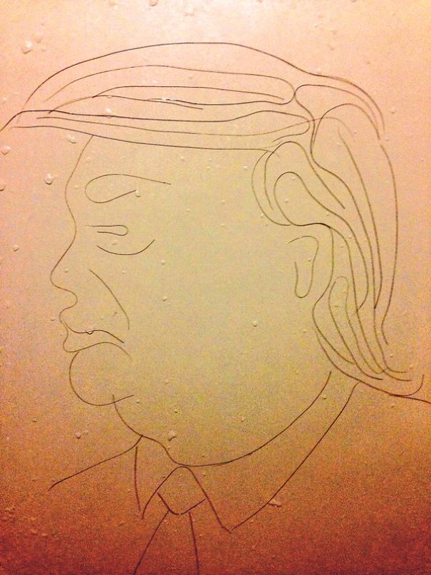 Artist Makes Drawings With Hair Falling In The Bath