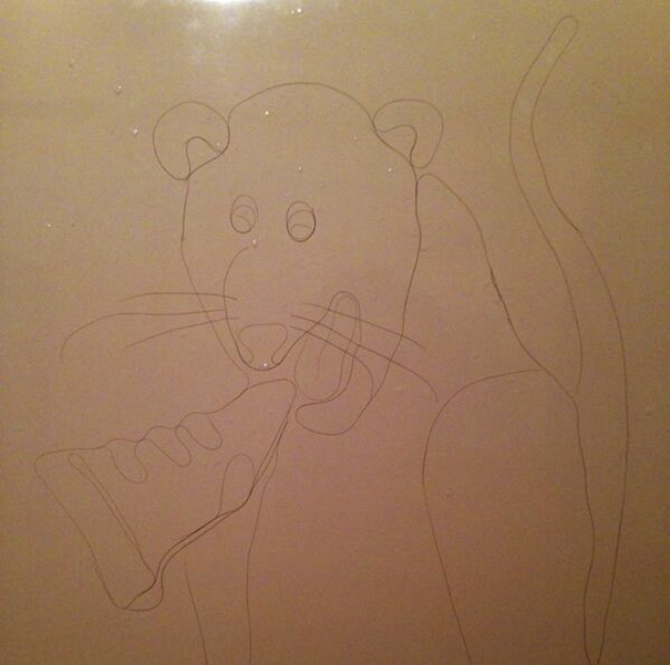 Artist Makes Drawings With Hair Falling In The Bath