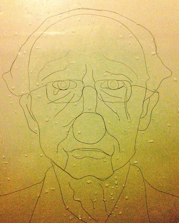 Artist Makes Drawings With Hair Falling In The Bath