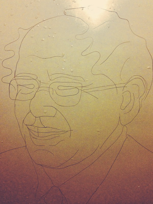 Artist Makes Drawings With Hair Falling In The Bath