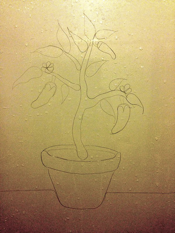 Artist Makes Drawings With Hair Falling In The Bath