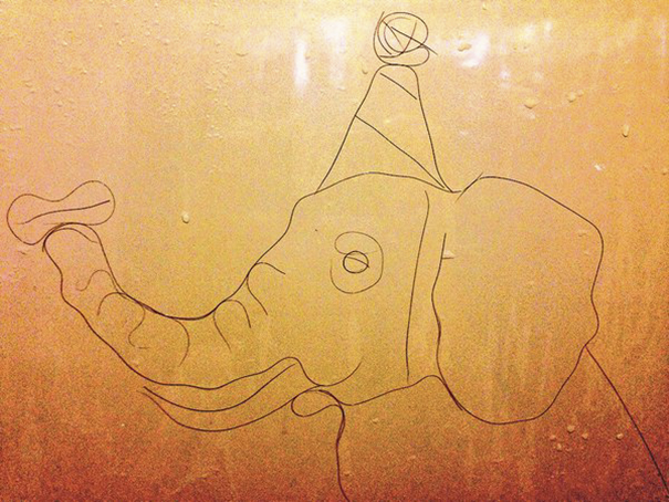 Artist Makes Drawings With Hair Falling In The Bath