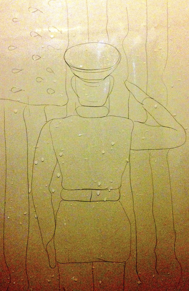 Artist Makes Drawings With Hair Falling In The Bath