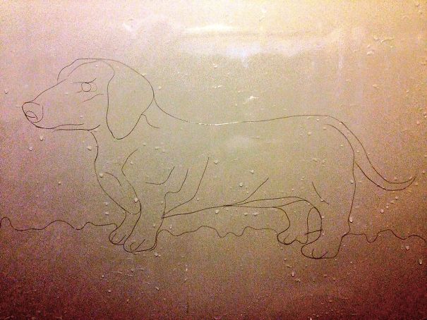 Artist Makes Drawings With Hair Falling In The Bath