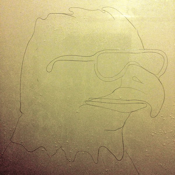 Artist Makes Drawings With Hair Falling In The Bath