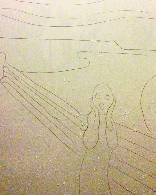 Artist Makes Drawings With Hair Falling In The Bath