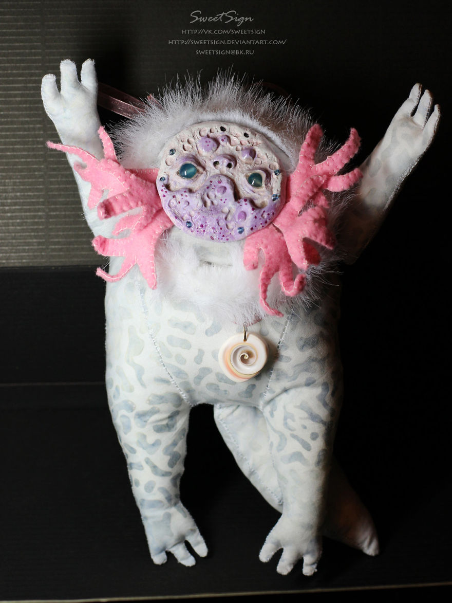 Axolotl Baby, Ooak Poseable Doll