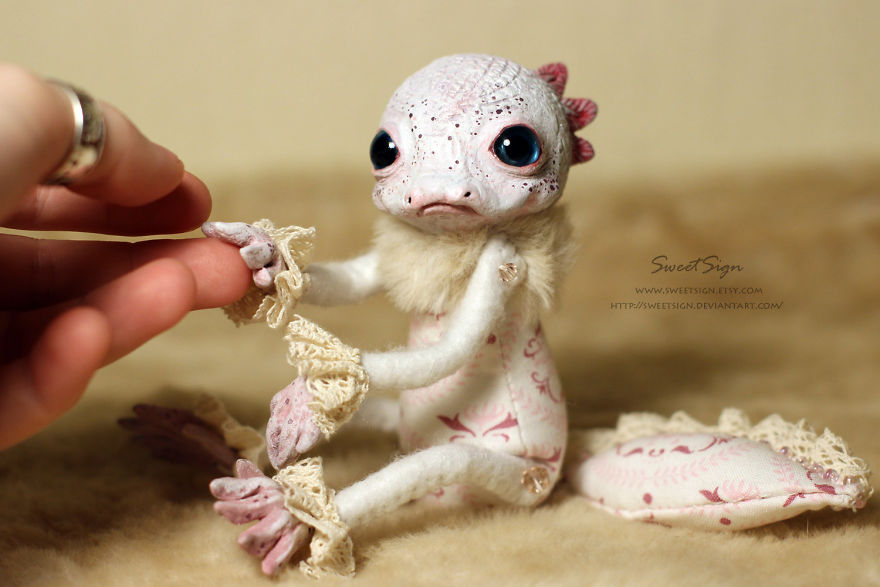 Axolotl Baby, Ooak Poseable Doll