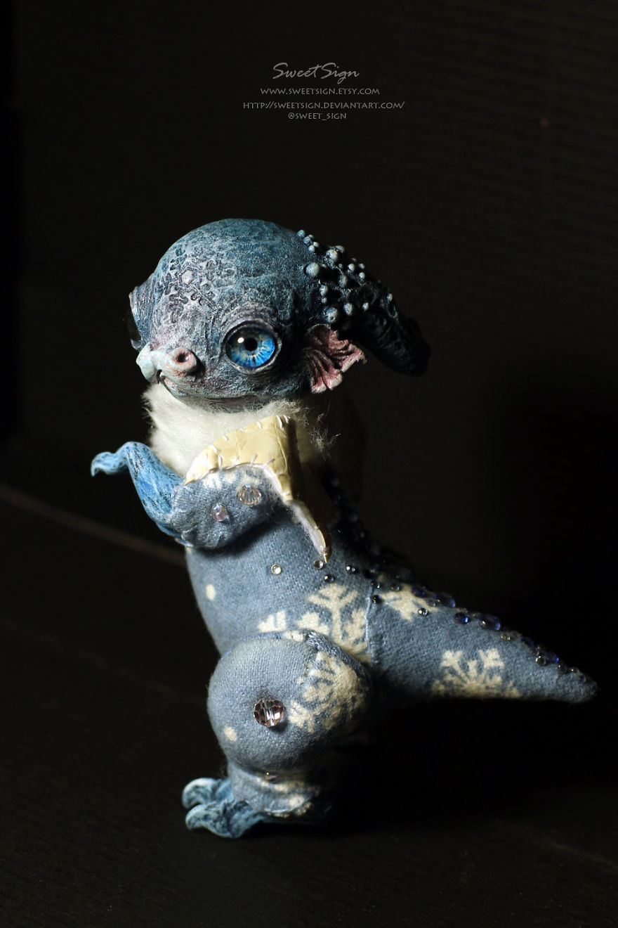 Axolotl Baby, Ooak Poseable Doll
