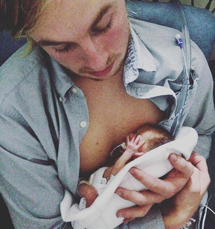 This Is Nellie And Daddy When She Was Around A Month Old, A Time When I Couldn't Let Myself Think Of Her Being Home And Healthy, Let Alone Having Just That And Another On The Way