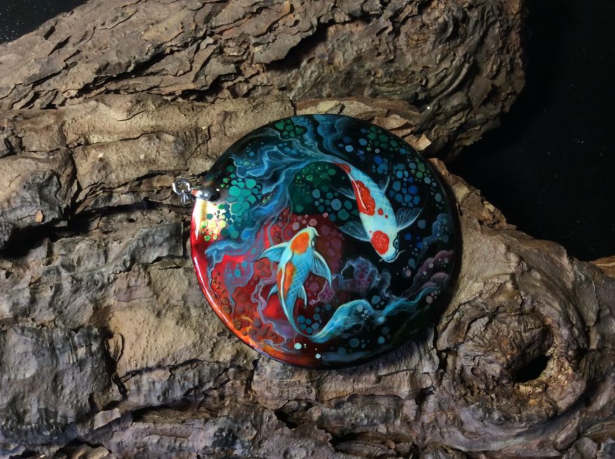 Dragons And Koi On Wood And Stone