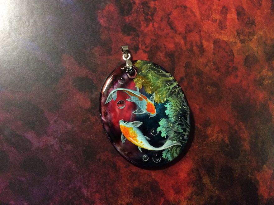 Dragons And Koi On Wood And Stone