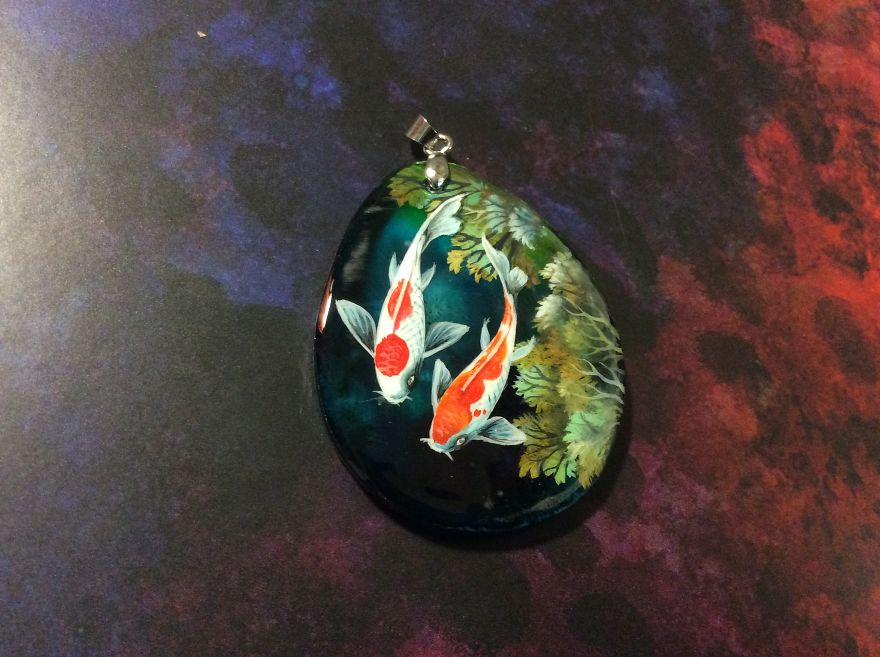 Dragons And Koi On Wood And Stone